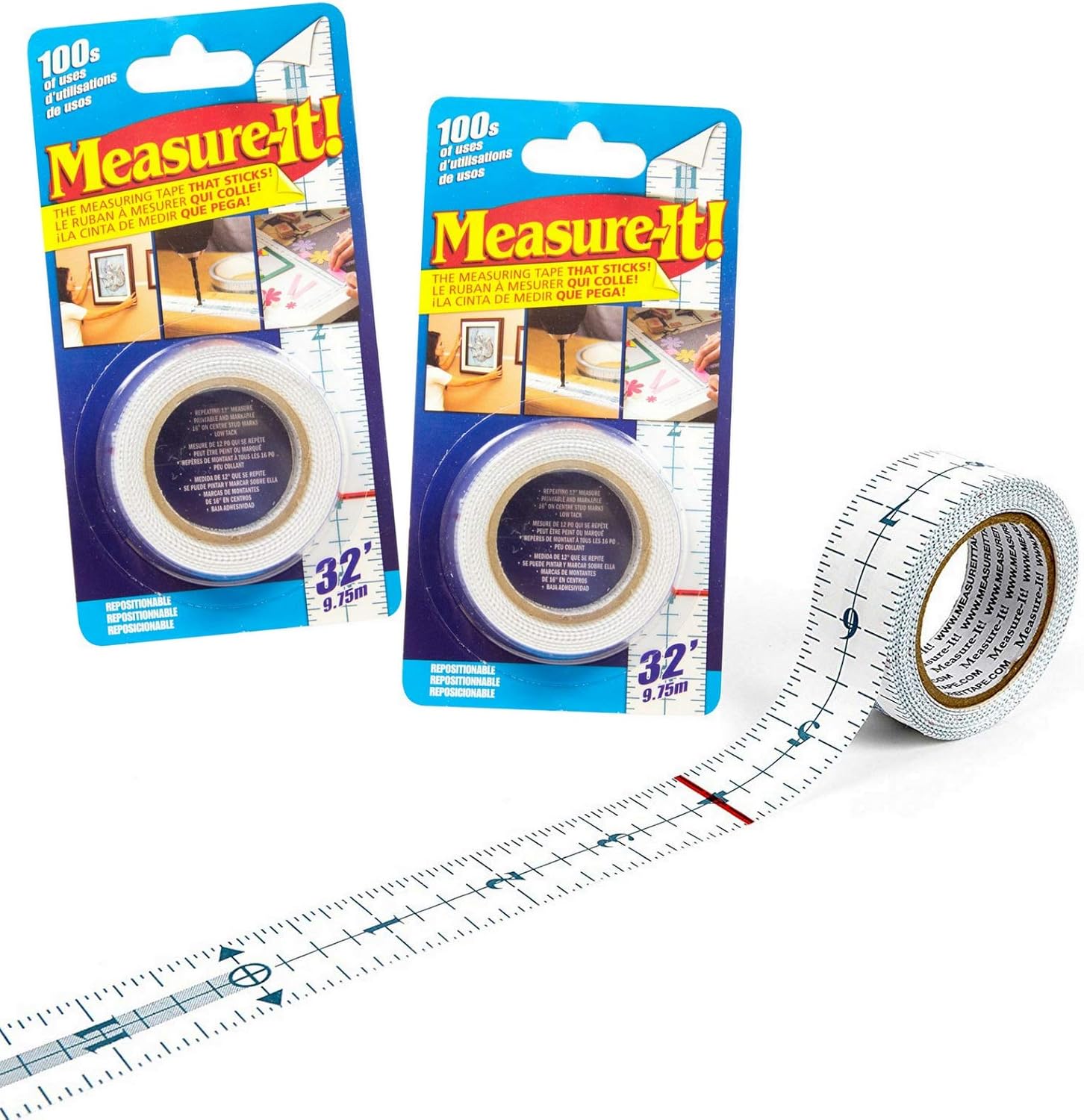 Amazon.com: 2 Packs of MEASURE-IT! Adhesive Measuring Tape Multi