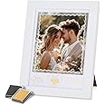 Inweder Wedding Gifts for Couples 2024: Mr&Mrs Pattern - 8x10 Picture Frame with Fingerprint Mat - White Photo Frames for Newlyweds