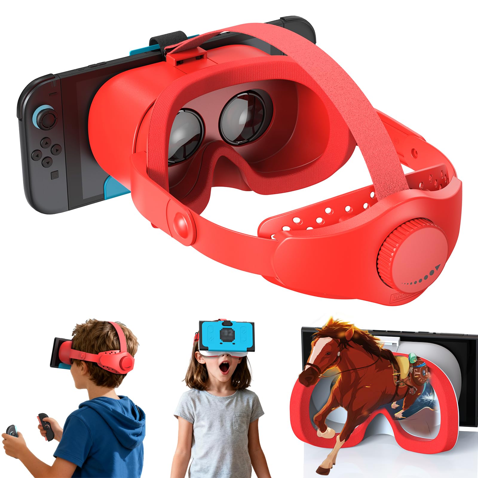 Upgraded VR Headset for Switch 2 (2025), Switch 2 VR Virtual Boy Games Glasses with Adjustable HD Lenses and Head Strap with Rotary Button, Labo VR for Switch 2 Accessory, Orange & Blue