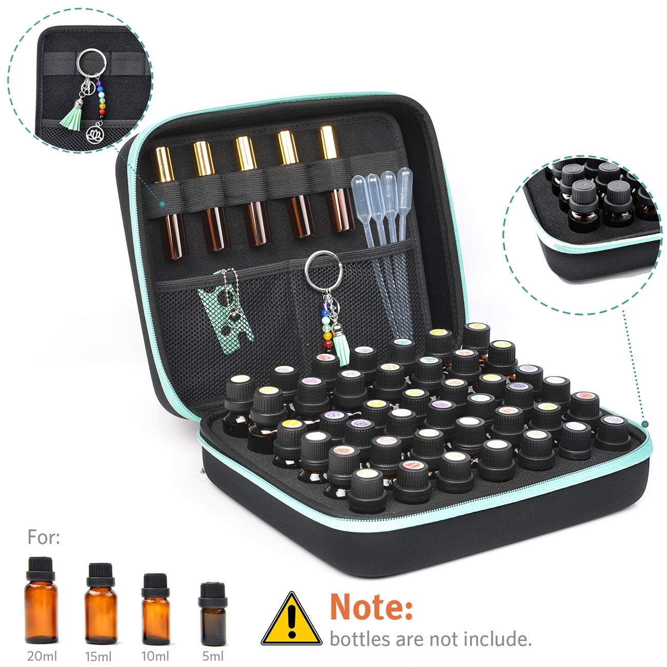 Beschan Essential Oil Storage Case Traveling Carrying Oil Holder with Writable Labels and Opener Free Holds 5 10 15 ml 42 Bottles & Roller Bottles-10"Lx8.5"Wx3.9"H: Health & Personal Care