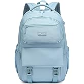 Reqinqin 35L Lightweight Waterproof School Backpack for Kids, Teens-Durable Travel Daypack for Boys & Girls Ages 6-18 with Padded Adjustable Straps Comfortable Design (Blue)