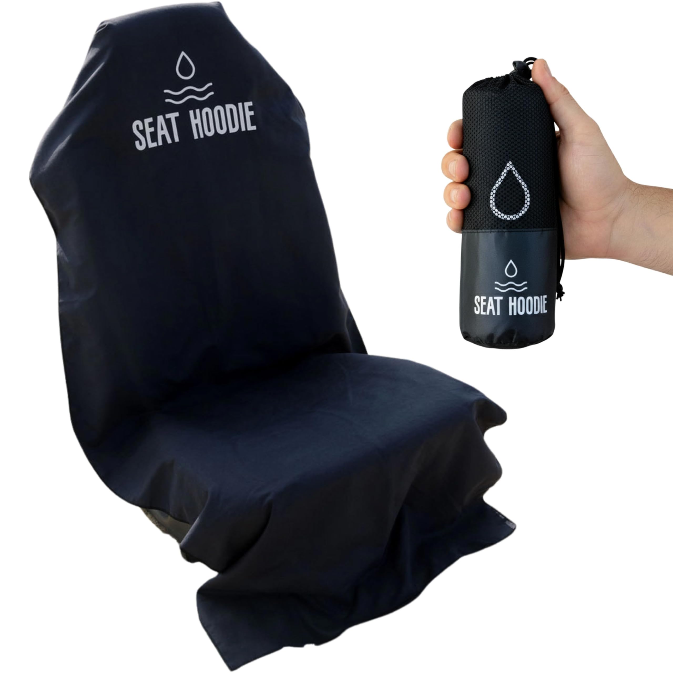 Photo 1 of Seat Hoodie Car Seat Towel | Premium Microfiber Towel Seat Covers for Cars | Universal Fit & Machine Washable | Portable Car Seat Towel Cover After Gym, Yoga, Beach Black