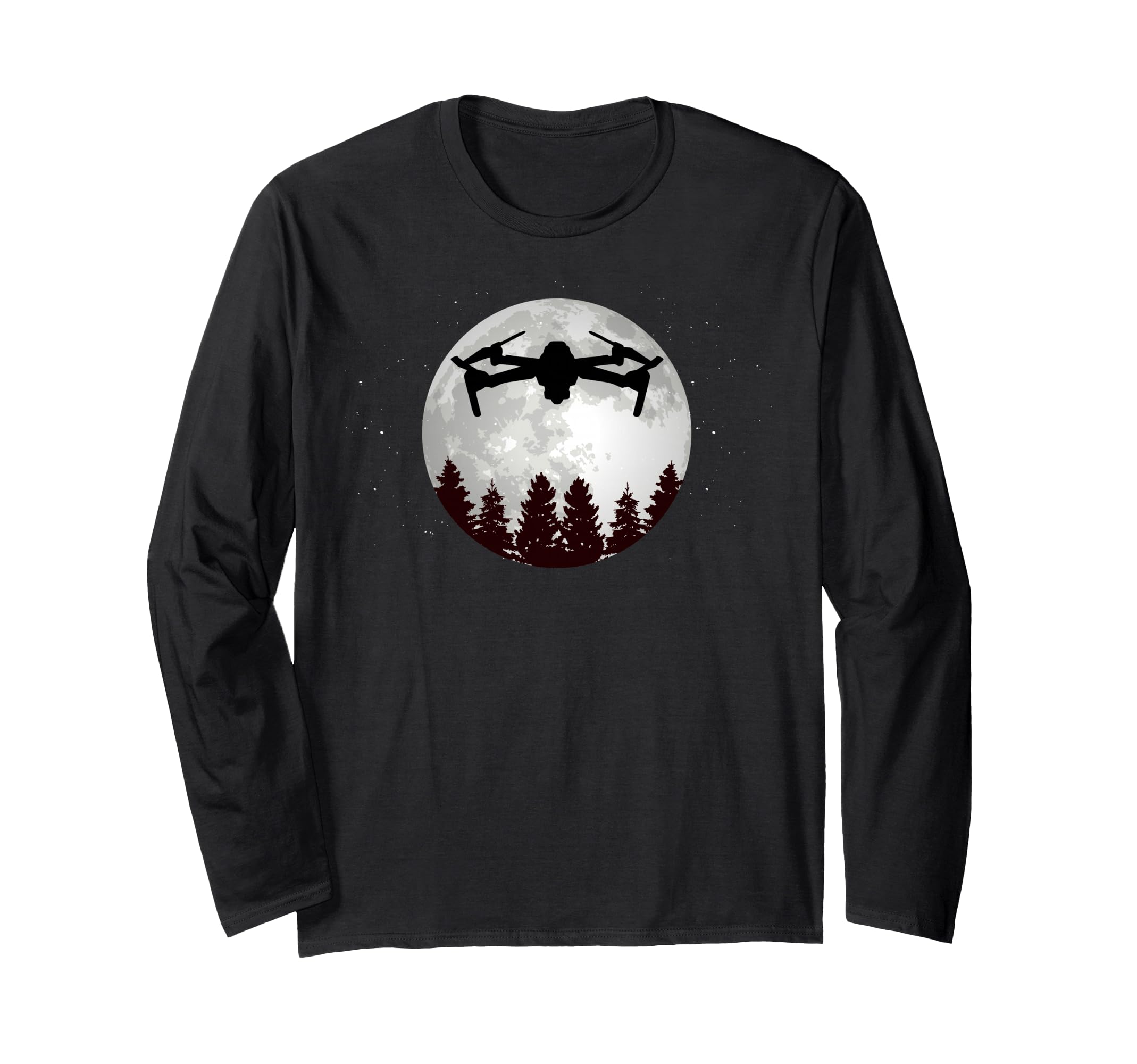 Drone Pilot -Full Moon- Funny FPV Drone Quadcopter Long Sleeve T-Shirt
