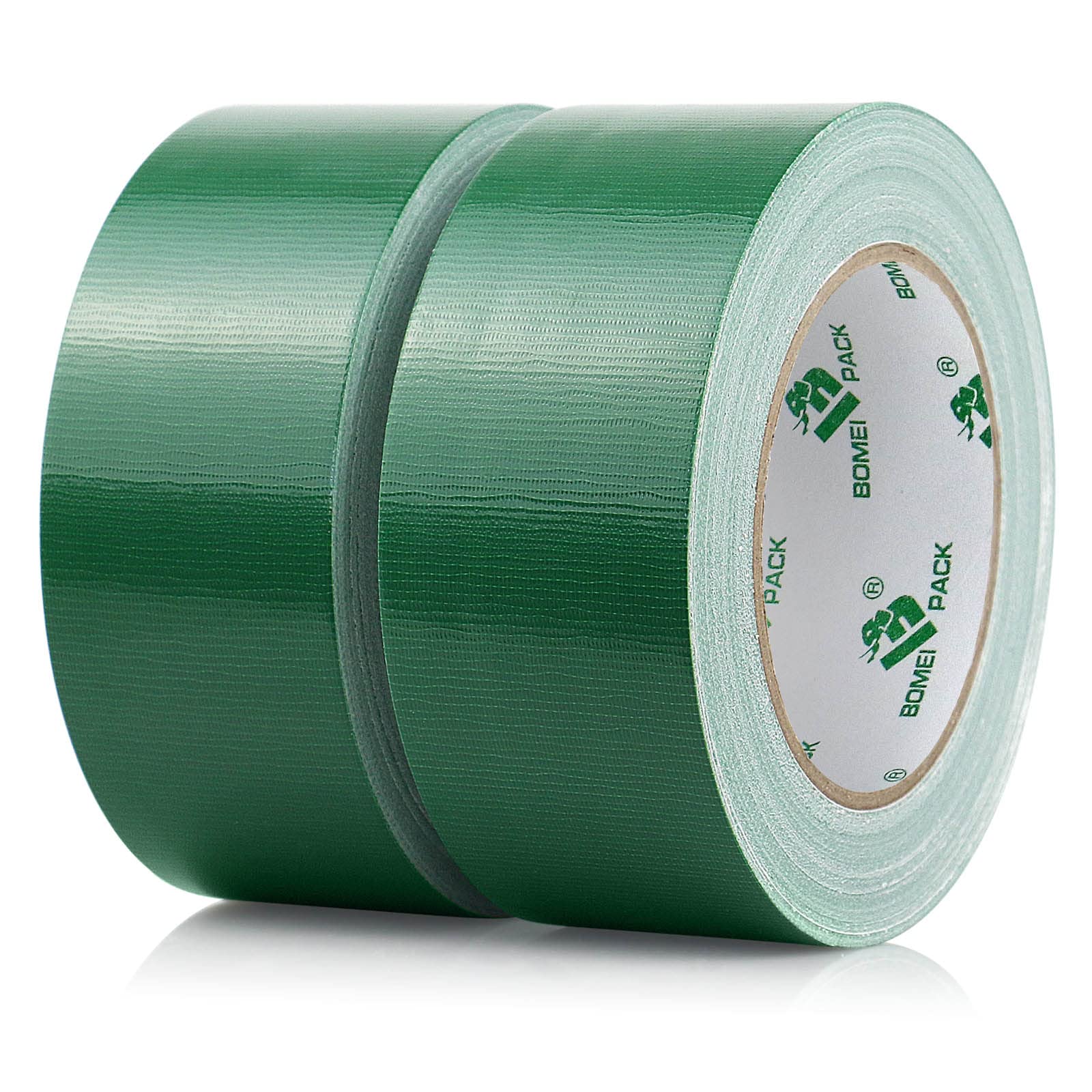 BOMEI PACK 2 Packs Green Duct Tape 230mic thickness Reinforced Cloth Gaffer Tape 48mm x 30Y Waterproof for Pipeline duct Repairing,Heavy duty Sealing,Bundling,Strapping,labeling