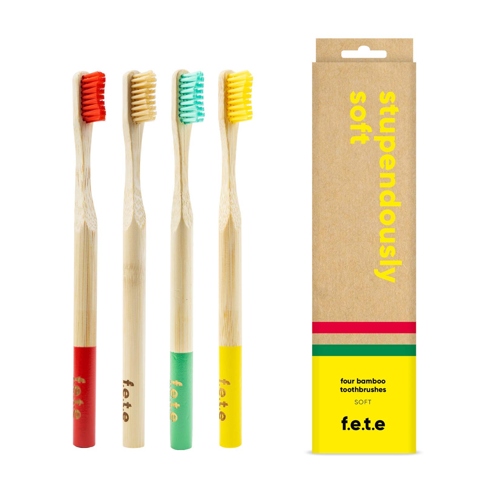 f.e.t.e | Stupendously Soft Bamboo Toothbrush Multipack | Biodegradable & Compostable Handle | Recyclable Soft Bristles | Sustainable | Vegan