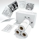 PRT S1 Thermal Sticker Paper - 55mm X 3.5m, 29mm Diameter, Kids Instant Camera Study Notes DIY Stickers Adhesive Labels iDPRT PRT HPRT 3 Rolls for Most Mini Thermal Printers L8, M02, M02S,T02...