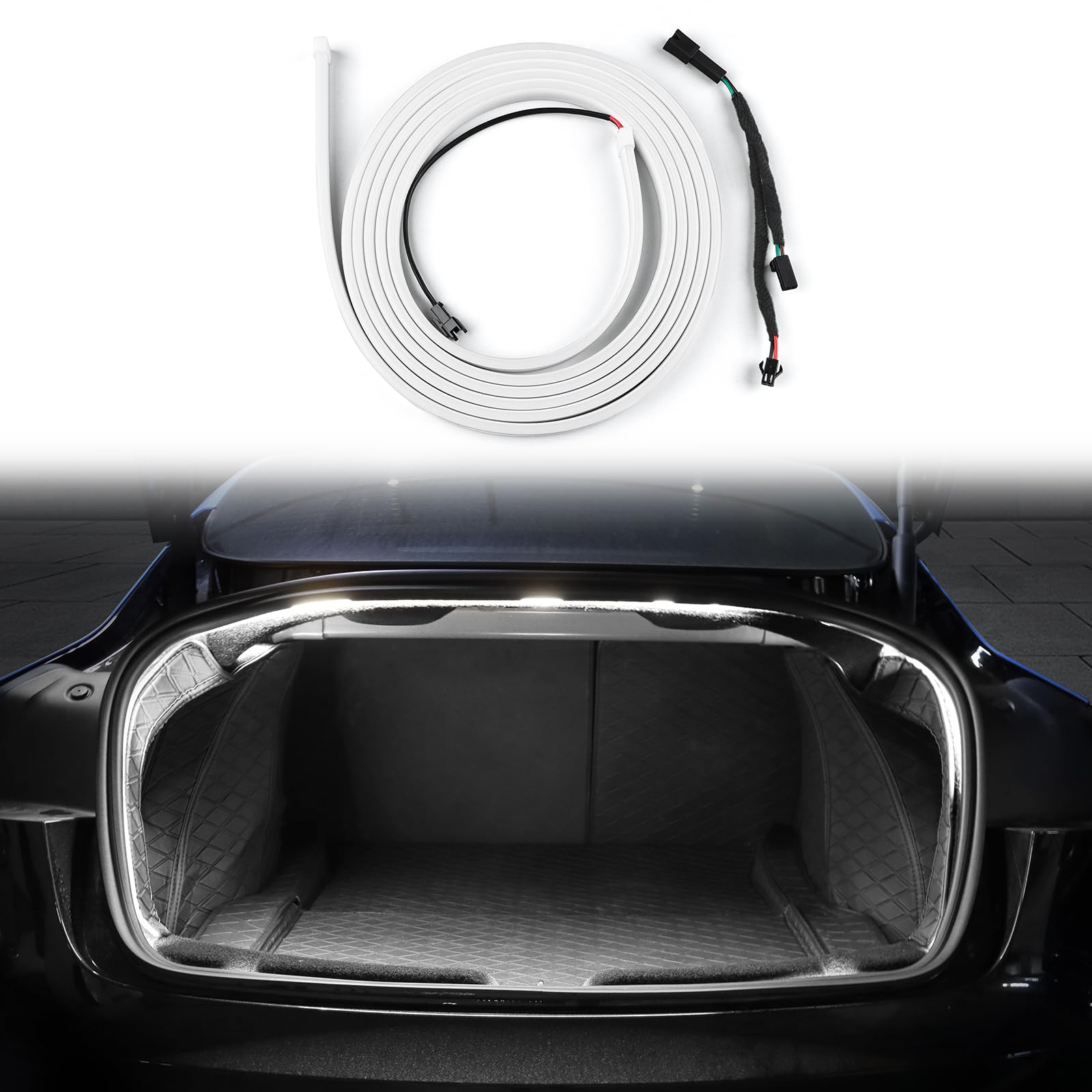 Photo 1 of JUPIZEUS for Tesla Model 3 2024 LED Rear Trunk Cargo Light Interior Decoration Lights Accessories Waterproof DC 15V (White)
