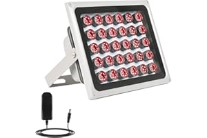 Lonnky IR Illuminators 30 LEDs 850nm Long Range Illuminator Up to 330ft/100m 90 Degree Wide Angle Infrared Flood Light IP67 Waterproof for Security Camera IR Light Indoor&Outdoor