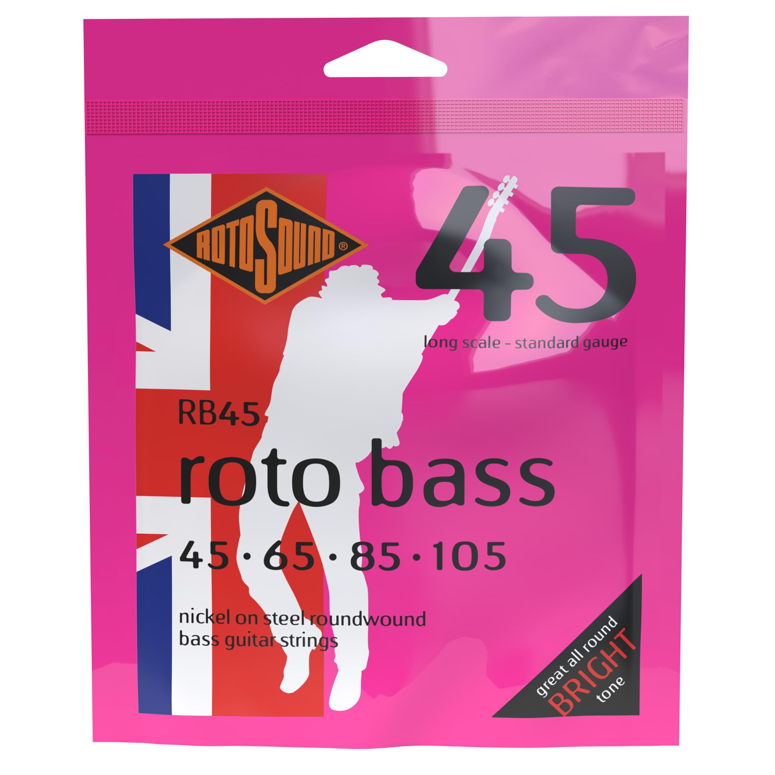 Rotosound RB45 Nickel Standard Light Gauge Roundwound Bass Strings (45 65 85 105)