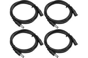 ANLINK 4 Pack 6ft 2M DC Power Extension Cable, 4PCS DC 12V Power Adapter Extension Cord 5.5mm x 2.1mm for CCTV Security Camera/Router/LED Strip Light/Printer and More-Black