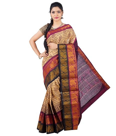 Sunnovelty Fashion Woven Multi Color Cotton Saree