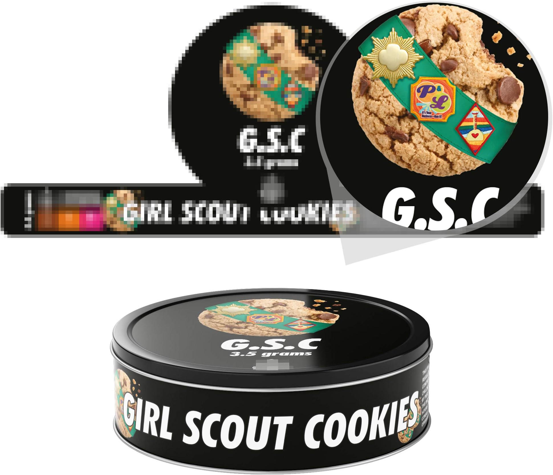 100ml Pressitin Stickers - Lid and Label - 3.5g Cali Press Tin Stickers - Girl Scout Cookies x20