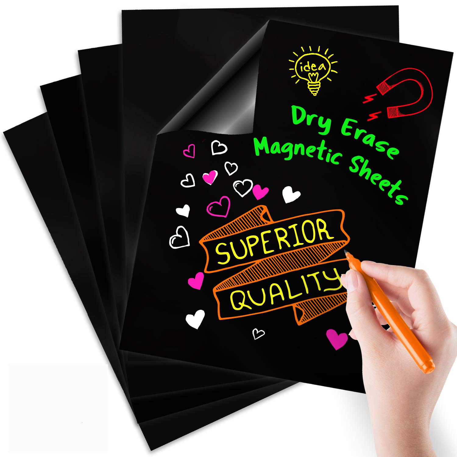 Hojas de borrado en seco magnéticas | Negro en blanco 30,48 cm x ...