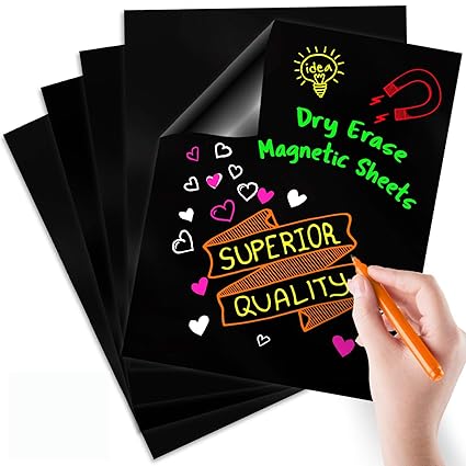 Hojas de borrado en seco magnéticas | Negro en blanco 30,48 cm x 44,45