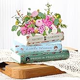 Garsheon Book Planter, Ceramic Planters with Drainage Hole, Ceramic Book Vase for Flowers, Cute Plant Pot for Book Shelf Decor, Book Shaped Vase for Book Lovers Gifts, Book Lovers Women