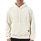 VPG Mens Hoodies, Waffle Long Sleeve Pullover Sweatshirts Knit Casual Drawstring Hooded Sweatshirt
