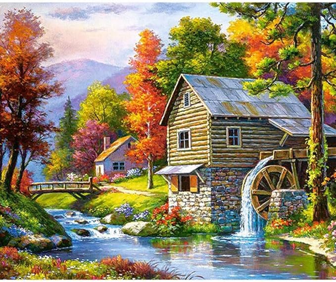 Puzzle 1000 Pezzi,Puente De Pequeñas Corrientes De Agua Cabina Paisaje