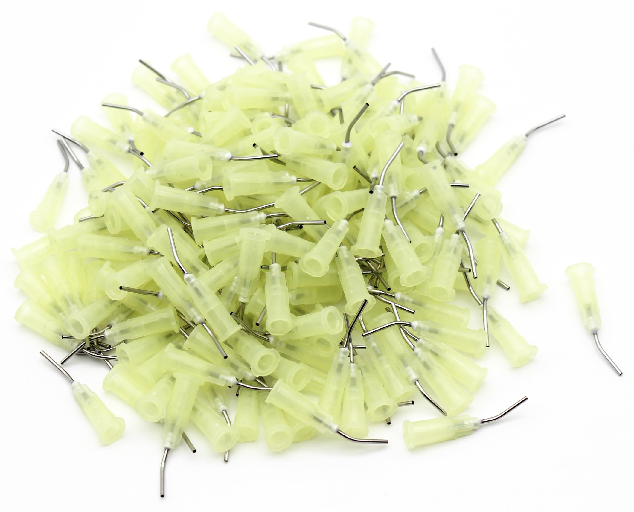 Photo 1 of 200Pkg. Pre-Bent applicator Tips 19 Gauge Yellow Etchants Dental PreBent Flow Dispensing Needle Etchants Tips