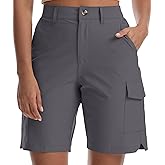 Kcutteyg Women's Lightweight Hiking Cargo Shorts with Pockets-8" Inseam Water Resistant Athletic Shorts for Golf Casual