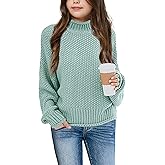 Imily Bela Girls Turtleneck Sweaters Kids Batwing Sleeve Knit Clothes Chunky Pullover Jumper