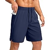 Pudolla Men's 7" Gym Workout Shorts with Zipper Pockets Lightweight Quick Dry Running Athletic Shorts for Men