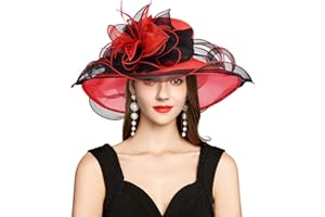 YIDINGCO 2026 Derby Hat, Classy Sun Hat for Women Ladies, Organza Feather Kentucky Fascinator for Tea Party Church UV Protection