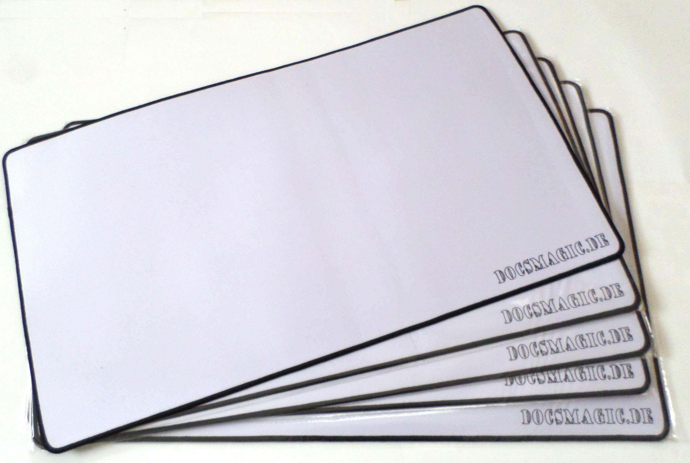 docsmagic.de 5 x Premium Playmat White - 60 x 34 cm Stitched 3mm