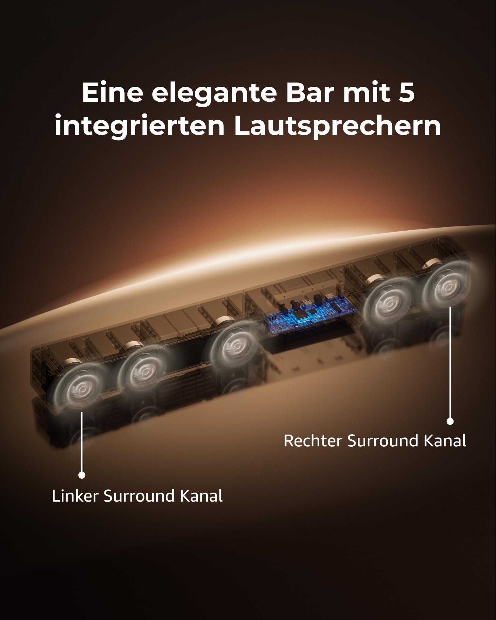 ULTIMEA 5.1ch Soundbar mit Dolby Atmos, VoiceMX, BassMX, APP, Heimkino 4D Surround Sound System, 340W Soundbar für TV Geräte mit Subwoofer, Bluetooth 5.4, Poseidon M60 Boom, Modell 2025