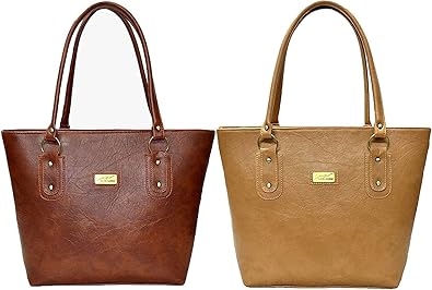 Rasm Lifestyle Premium Womens PU Leather Handbag (Combo of 2) -Tan/Light Brown, FLORA-119