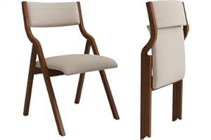 Ball & Cast Padded Folding Chairs 2 Pack,Solid Wood Frame,18" Seat Height,Ergonomically Designed Back and Cushion,Easy Carry,No Assembly Required,for Kitchen,Restaurant,Taupe+ Walnut