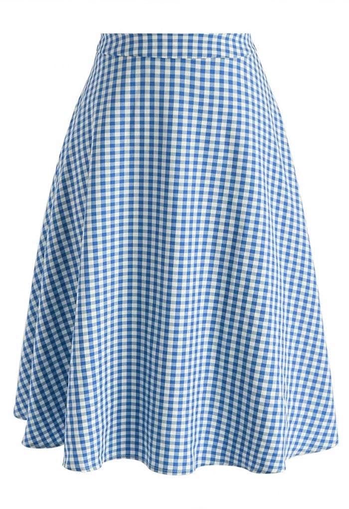 Buy JANAK Women's Cotton Check Skirt (27, White and Blue) at Amazon.in