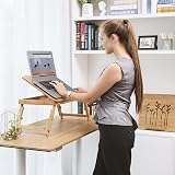 SONGMICS Bamboo Laptop Desk Foldable Bed Table 5 Tilt Angles 55x35 cm view 3