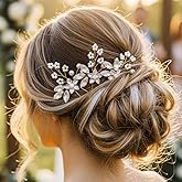 Heread Crystal Bride Wedding Hair Pins Flower Bridal Hair Pieces Pearl Hair Accessories for Women and Girls (Pack of 3) (C Gold)