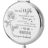 GAOLZIUY Gifts for Wife - Beautiful Wife Gift Silver Compact Mirror, Birthday Gifts for Women, Wedding Anniversary, Valentines Day, Mothers Day for Wife