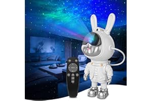 ENOKIK Astronaut Star Galaxy Projection Lamp, Adjustable Rabbit Lamp Head Angle with Remote Control, Home Party Decoration Gift