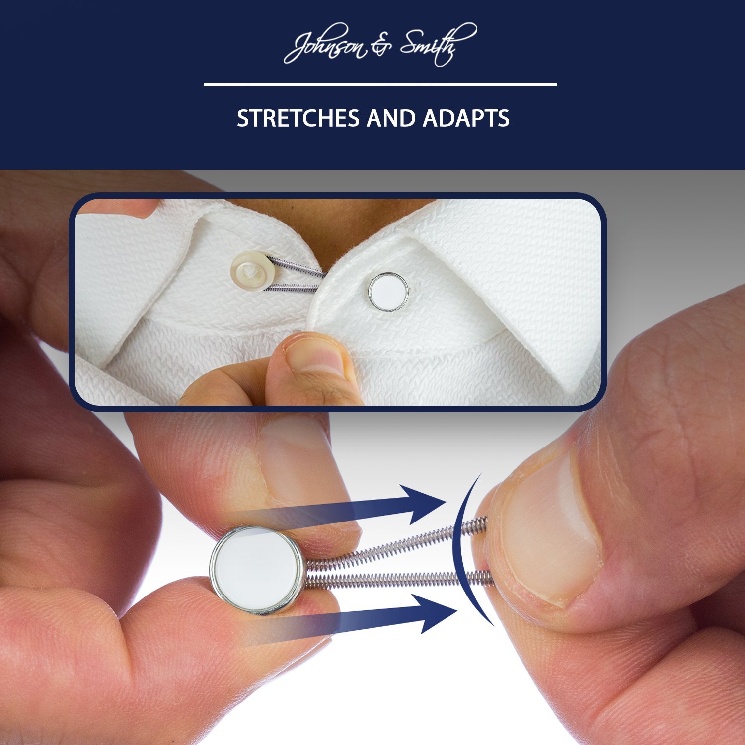 Johnson & Smith White Metal Collar Extenders Stretch Neck Extender for 1/2 Size Expansion of Men Dress Shirts, 5 +1 Pack, 3/8