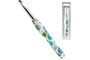 8mm Looen Crochet Hook, Ergonomic Handle for Arthritic Hands, Soft Rubber Grip Extra Long Knitting Needles for Crochet Beginners, Knitting Enthusiasts (8mm)
