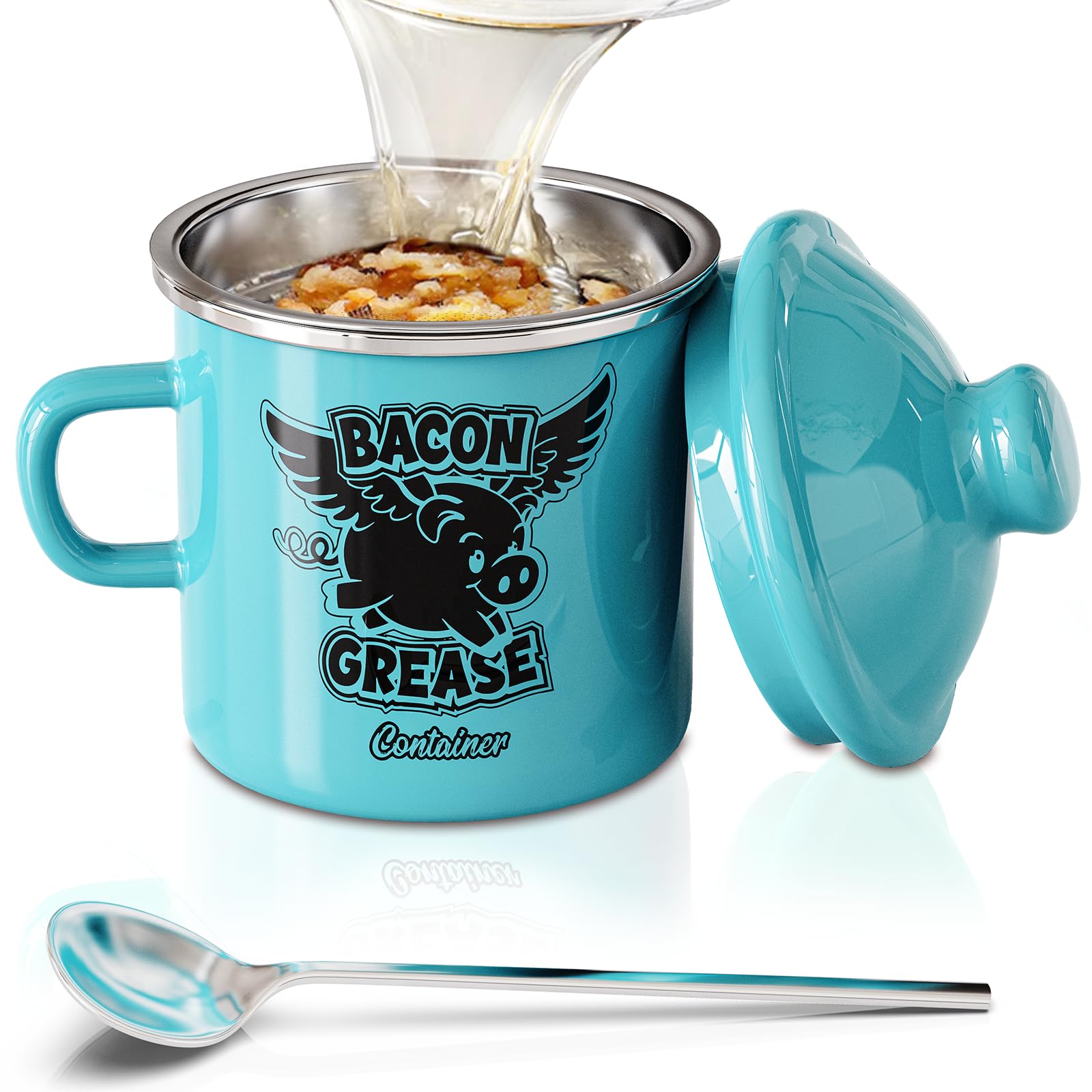PGYARD Mini Bacon Grease Container With Strainer