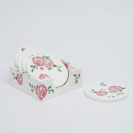 Mati Ke Laal Vintage Style Coasters Set of 6 Along with Stand- Coasters for Coffee Table Dining Table Tea Coaster Set for Office Drink Coasters Bar Accessories