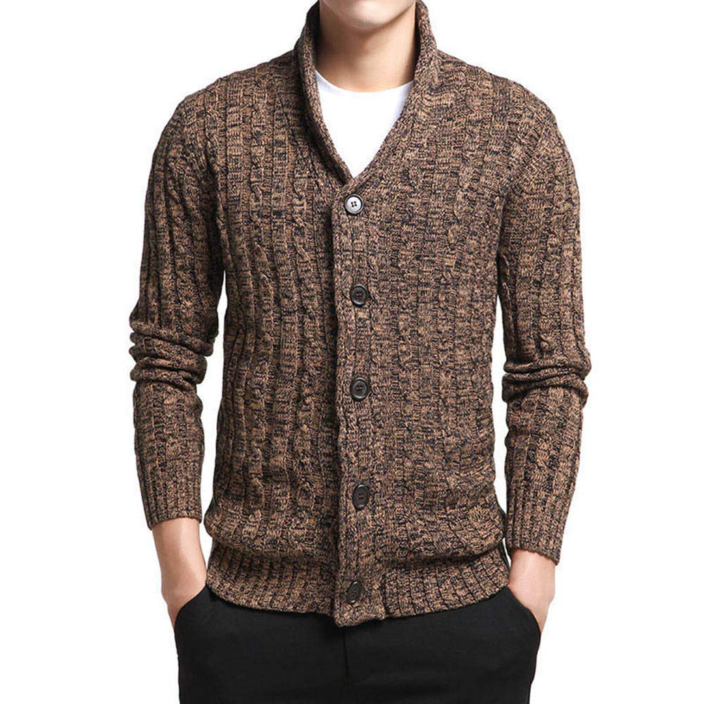 Cardigans Men V-Neck Solid Slim Fit 
