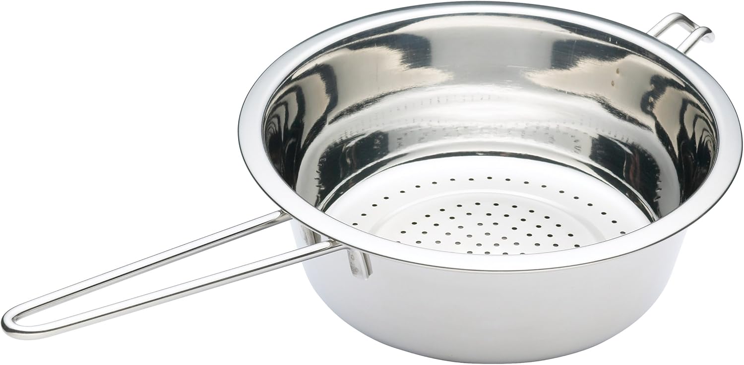 KitchenCraft Large Stainless Steel Colander with Long Metal Handle, 22