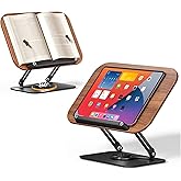 SupeDesk Book Stand for Reading, Adjustable Book Holder with 360° Rotating Bases, Foldable Designs, and Elastic Clips, Multif