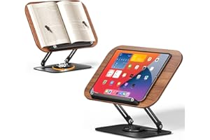 SupeDesk Book Stand for Reading, Adjustable Book Holder with 360° Rotating Bases, Foldable Designs, and Elastic Clips, Multif