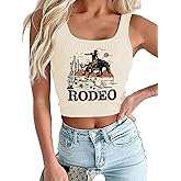 Western Crop Tank Top Women Vintage Cowgirl Rodeo Tanks Retro Cowboy Graphic Tank Country Music Sleeveless Shirts