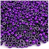 The Crafts Outlet 100pc Plastic Round Metallic Pony Beads 9x6mm Purple Beads