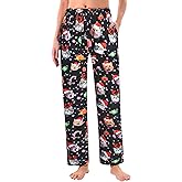 RAISEVERN Christmas Womens Pajama Pants Lounge Wide Leg Bottoms with Pockets