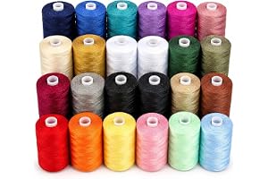 BlesSew Sewing Machine Thread – 24 Spools, 1000 Yards Each – All Purpose Polyester Thread Set, 22 Colors + Black & White – Thread for Sewing Machine, Ideal for Beginners, Quilting & Repairs