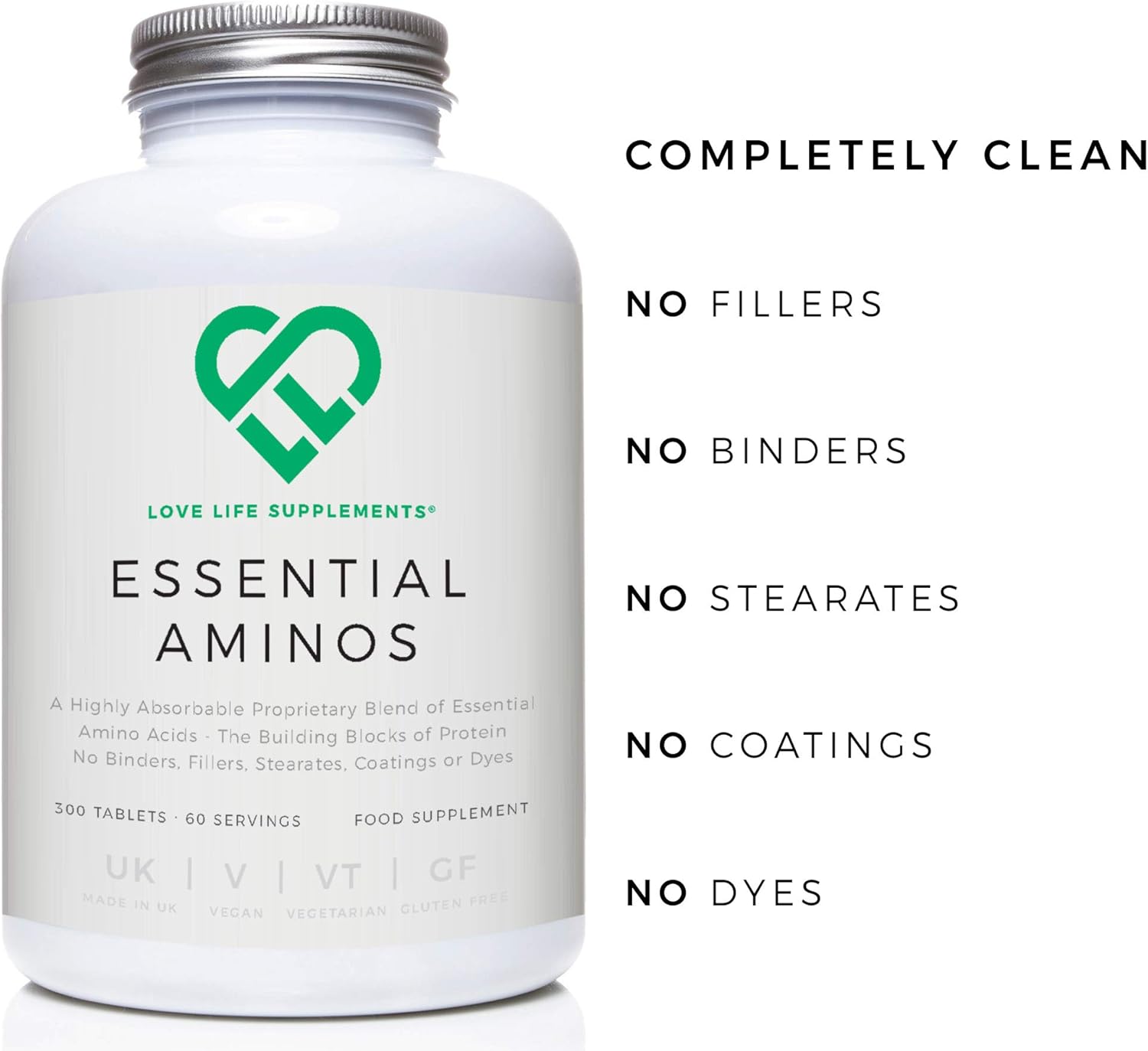 Essential Amino Acids, Full Spectrum EAA & BCAA Tablets for Muscle Recovery 300 Vegan Pills (60 Servings) - Image 4