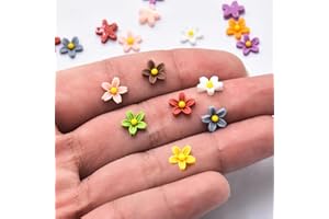 HOMICO 100PCS Mini Resin Daisy Flowers Dollhouse Mini Things Miniature Flowers for Crafts Tiny Things for Fairy Garden Dollhouse Micro Landscaping