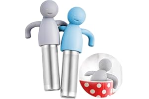 HICARER 2 Pieces Tea Infuser for Loose Tea Cute Fine Mesh Tea Strainer Stainless Steel Tea Filter Ball Tea Diffuser Steeper for Teacups Teapots (Blue, Gray)